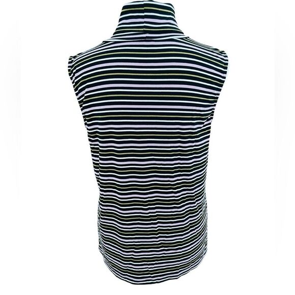 Ann Taylor Factory striped sleeveless knit turtleneck top size M. - Picture 3 of 7